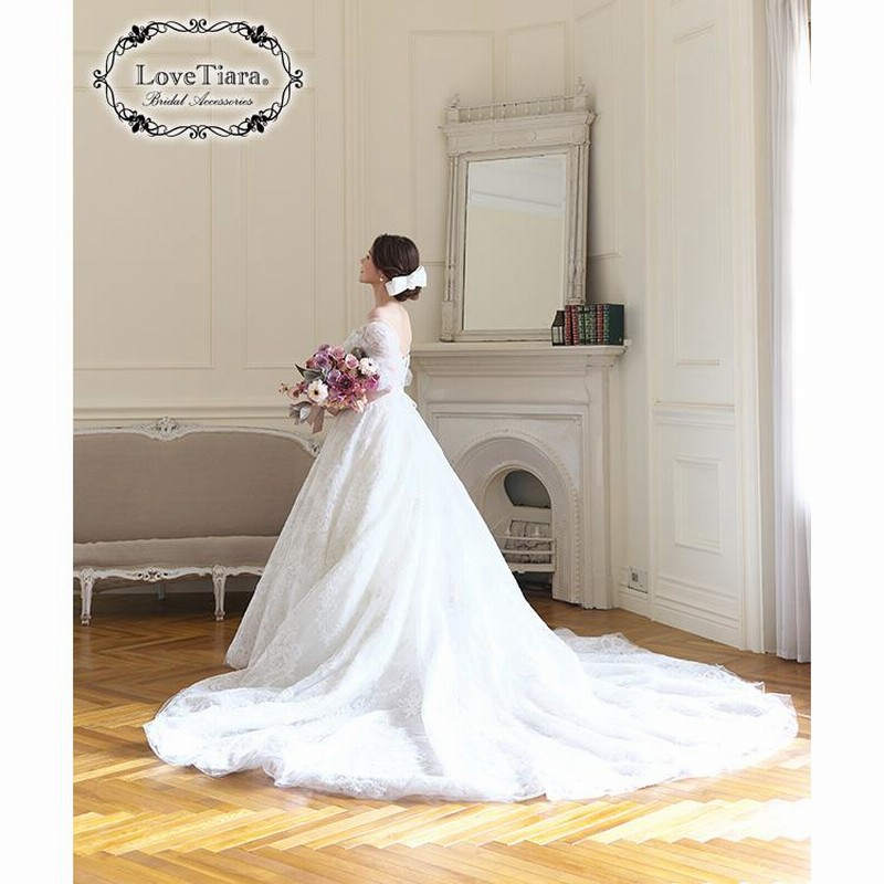 ウエディング ヘッドドレス リボン フラワー ホワイト 髪飾り 花嫁