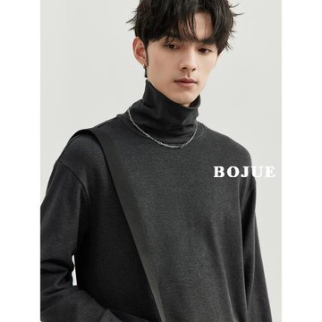 (免運)高質感軟糯舒適厚實高領長袖t恤男打底衫秋冬季純色保暖德絨T體恤