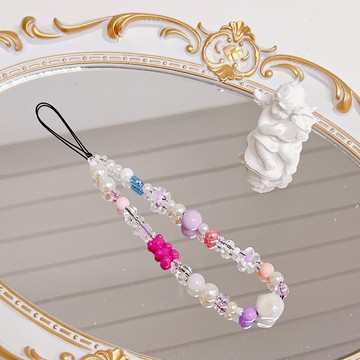 粉紫色熊仔糖手機繩