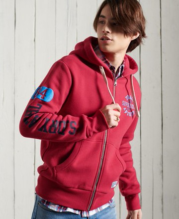 Superdry Men's Men's Track & Field Graphic Zip Hoodie Red / Chilli Pepper - Size: S