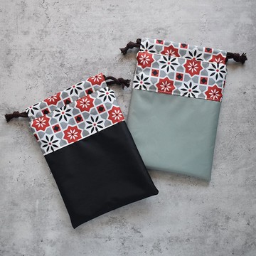 旅行防水束口收納袋16x20_花磚紅