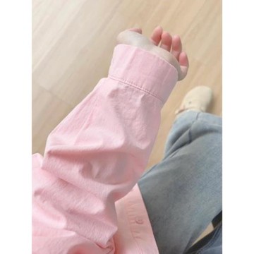 Ootd章若楠穿搭粉色襯衫2025春夏新款襯衣設計感小眾慵懶防曬外套