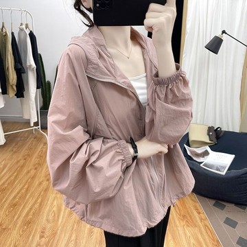 M-4XL 大尺碼薄外套女 韓版連帽寬松防曬衣女韓系防紫外衣防曬開衫百搭外套