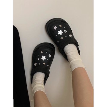 厚底防滑新款時尚甜酷星星洞洞鞋夏季女百搭網紅戶外穿創意涼拖鞋