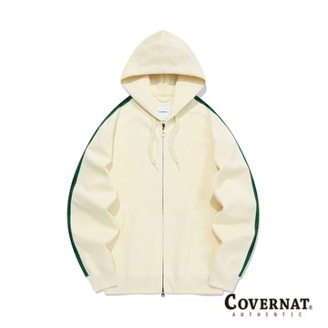 [COVERNAT] 運動寬鬆連帽拉鍊衫外套（奶油色）[H9]