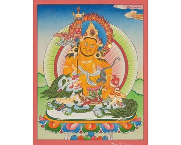綠財神賜予豐饒者\唐卡手繪藝術品