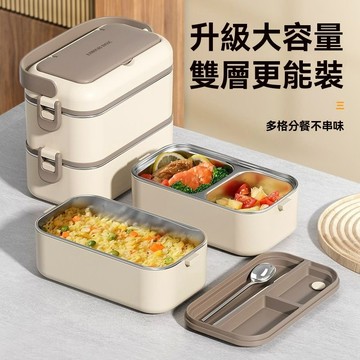 ❄️好物精選丨送餐具 註水保溫便當盒 午餐盒 304不鏽鋼分隔餐盒 可微波/註水加熱 雙層三層四層可選 防漏設計