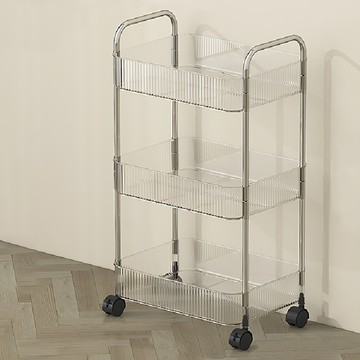 FAmILyLIFE 生活 透明附輪夾縫置物架 3層 加大款 38.5 x 27.5 x 70cm 1920g  A-216