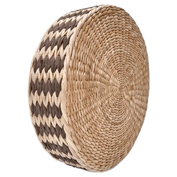 沐慕家居 坐墊 草編+棉麻 咖啡色  40 x 10 cm