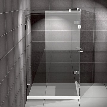 【海夫健康生活館】ITAI一太 皇冠5800 無邊框淋浴拉門 不鏽鋼 L型+單開門+雙固定面 強化玻璃8mm