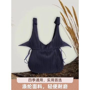 時尚風女士手挽袋抽繩布包旅游休閑包包褶皺大容量簡易收納水桶包