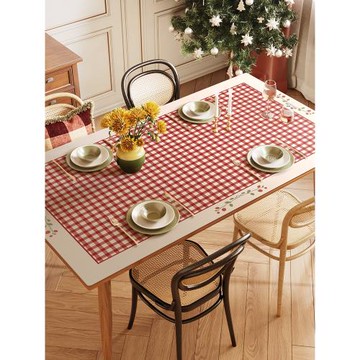 硅膠網紅新年桌布輕奢高級感防水防油免洗防燙紅色氛圍茶幾餐桌墊