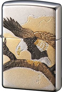 ZIPPO ライター シルバー 電鋳板 鷹 和柄