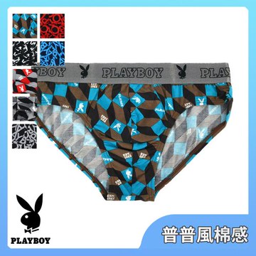 【PLAYBOY】普普風棉感彈性三角褲(M-XL三角褲,男內褲,內褲)
