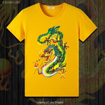 霸氣龍紋純棉短袖夏季中國龍圖印花寬松半袖男女同款情侶t恤潮