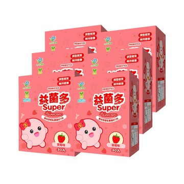 JoyHui 益菌多Super草莓│調整體質益生菌6盒(共180包、全家益生菌+兒童益生菌+BC198 & LCW23益生菌)