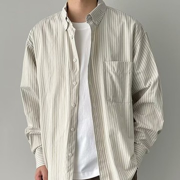 秋款簡約暗紋色織抗皺混紡長袖襯衫男休閒百搭鬆弛感襯衫男