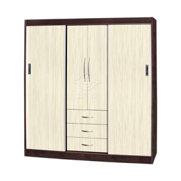 Birdie南亞塑鋼-萊爾6.2尺二開門三抽二推/拉門塑鋼衣櫃(胡桃色+黃橡木色)-187x61x200cm