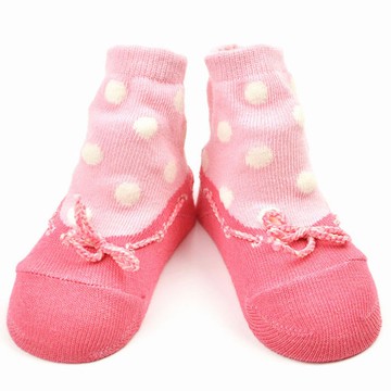 1312270 芭蕾舞鞋風格立體襪子圓點圖案3-D襪子彈出襪日本製造粉紅/海軍2色XS 9-12cm