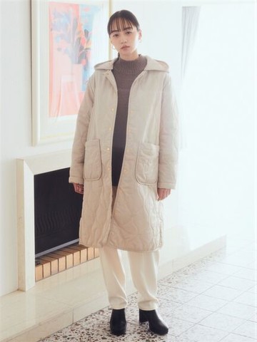 2WAY帽可拆絎縫中長版大衣外套(1L34L0Z0300) - earth music&ecology