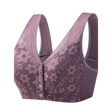 中老年人內衣前扣文胸無鋼圈胸罩大碼棉質內衣女背心式媽媽文胸薄