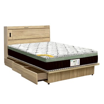 IHouse-品田 房間3件組(床頭箱+收納抽屜底+床墊) 單大3.5尺古橡