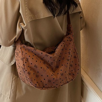 【Darling】大容量燈芯絨餃子包包女2025新款潮時尚斜挎包女洋氣百搭單肩挎包