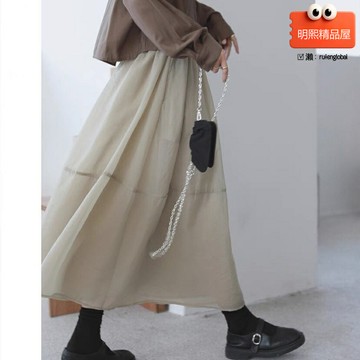 【高腰顯瘦】半身裙 中長裙 紗裙 A字裙 百褶裙 網紗裙 蓬蓬裙 多層紗質 垂感飄逸 秋季新款 通勤約會穿搭