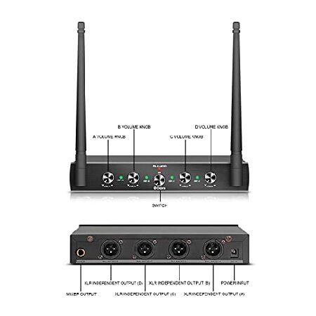 D Debra Audio AU400 Pro UHF Channel Wireless Microphone System with Cordless Handheld Lavalier Headset Mics, Metal Receiver, Ideal for Karaoke Churc