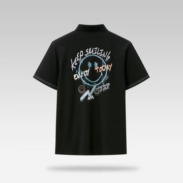 品牌撤柜剪標男裝夏季新款笑臉印花男士舒適透氣翻領短袖POLO衫男