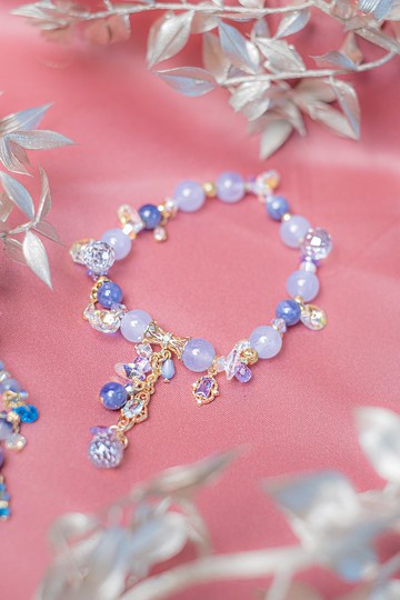 冬露雪霜冰柱藍玉髓手鍊 (坦桑石 | 藍玉髓 | 施華洛世奇水晶)