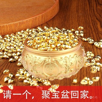 🔥桃園有貨🔥【1678人收藏】黃銅聚寶盆五福聚寶碗沙金小元寶配件配飾家居客廳裝飾純銅擺件 WPCS