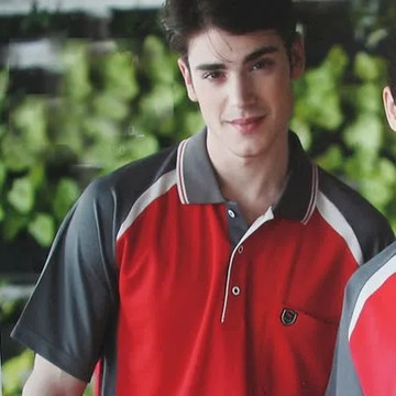 《per GIBO》紅灰吸溼排汗短袖男POLO衫(PT112302)