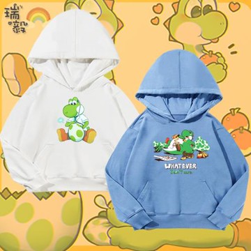 任天堂游戲超級馬里奧耀西連帽衛衣男女大中小兒童裝學生外套帽衫