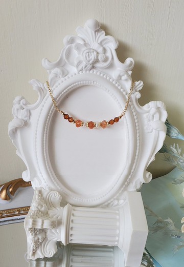 創造力鎖骨鍊款-臍輪2.0-脈輪系列/太陽石/橙月光石/淡水珍珠