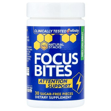 Natural Stacks, Focus Bites，甜瓜薄荷，30 片無糖片