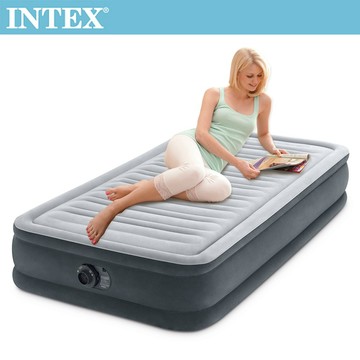 【INTEX】豪華型橫條內建電動幫浦充氣床/空氣床/單人床-單人加大-寬99cm (67765)15020150