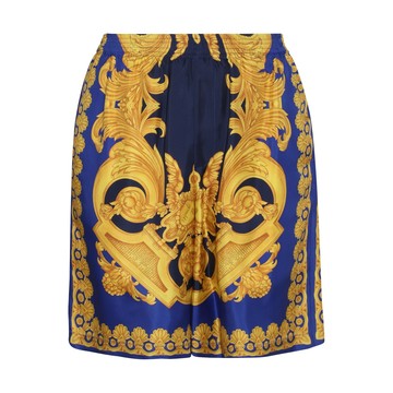 Versace - Black, Blue And Yellow Silk Shorts