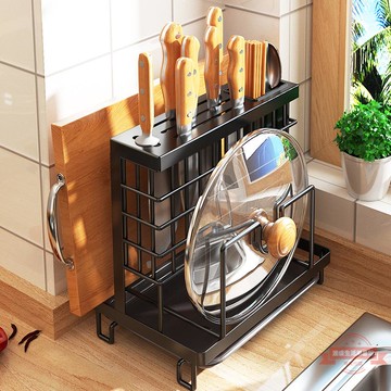 不銹鋼刀架砧板多功能置物架臺式廚房桌面筷籠鍋蓋瀝水收納架