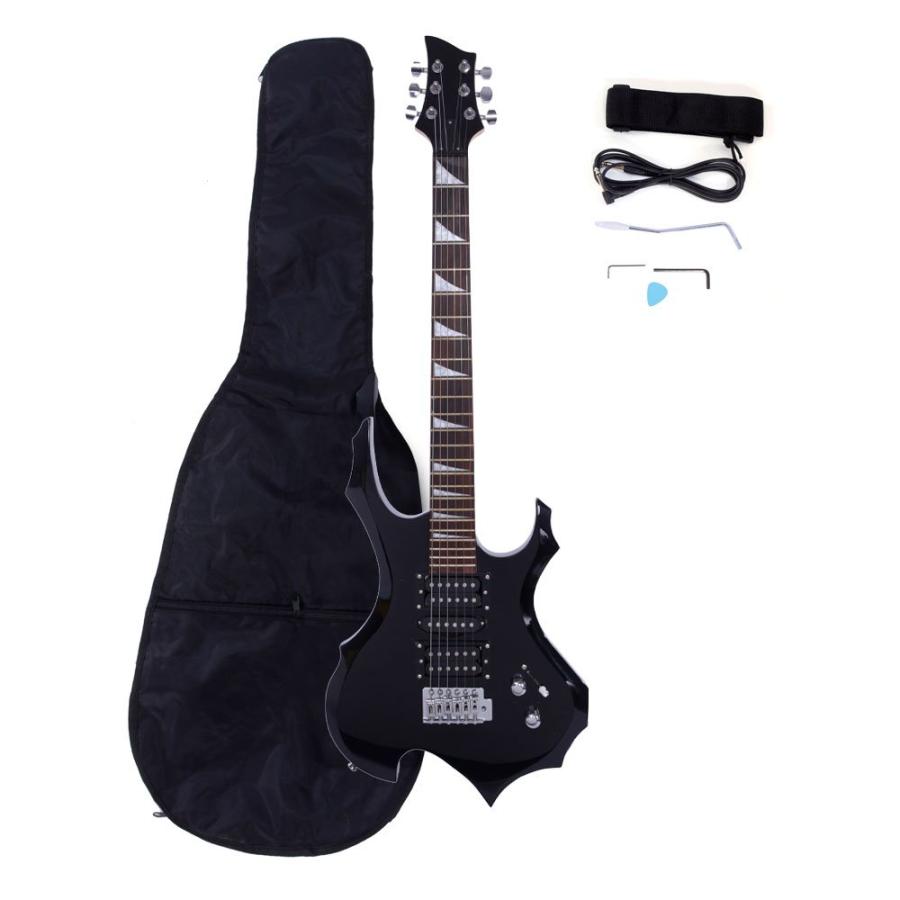 Electric Guitar,Novice Flame Shaped Electric Guitar HSH Pickup Bag,Strap Paddle Rocker Cable Wrench Tool,Affordable ＆ Great Electric Guitars for Begi