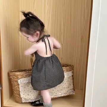 Mini baby🌷女童連衣裙夏季韓版女寶寶掛脖露背吊帶裙兒童裙子