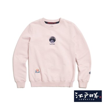 江戶勝 日系 男裝 經典毛巾繡印花長袖T恤(淡粉紅) #上衣#長袖