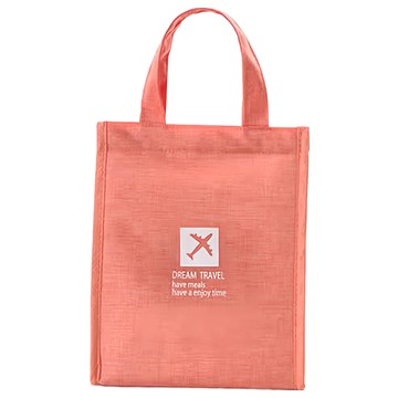 E.City 大容量簡約風牛津保溫保冷野餐便當包 防潑水  35 x 25 x 17cm  橘粉  1個