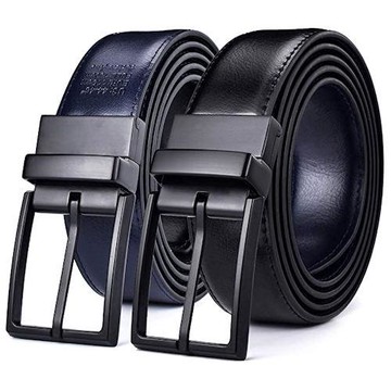 Beltox  2021男時尚黑深藍色兩用款真皮皮帶