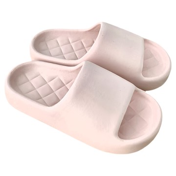 超厚造型踩屎感拚色EVA軟底防滑耐磨拖鞋 粉色  35~36