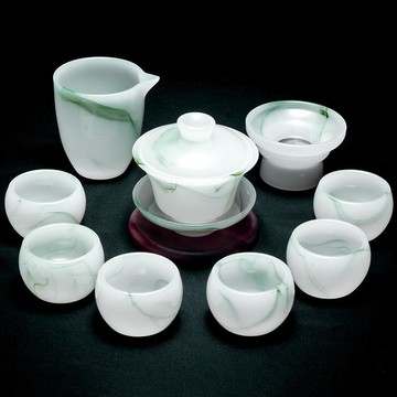 免運 開立發票 茶具 伴手禮  高端功夫茶具套裝2024新款高級冰種玉瓷琉璃高檔禮盒伴手禮