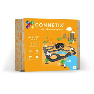 澳洲Connetix交通系列磁力積木-創意道路組(48pc) (產品只含黑色車道，不含圖片汽車、樹木配件)