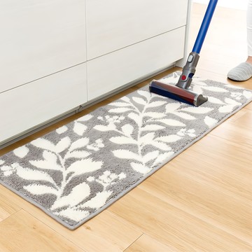 OKA PLYS base綠植印花毛絨止滑廚房地墊 壓克力纖維  灰白色  120 x 45cm