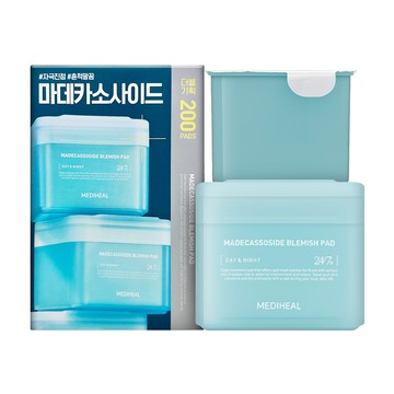 【MEDIHEAL】調理化妝棉片 100片+100片補充包 #積雪草(藍)