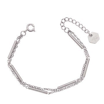 【THEODORA'S】曙光 一字西德鋼雙層細手鍊-女款銀【希奧朵拉】